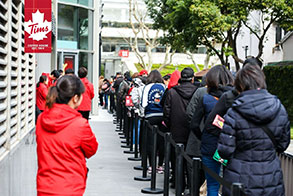 Tim Hortons® Shanghai lineup of people outside restaurant